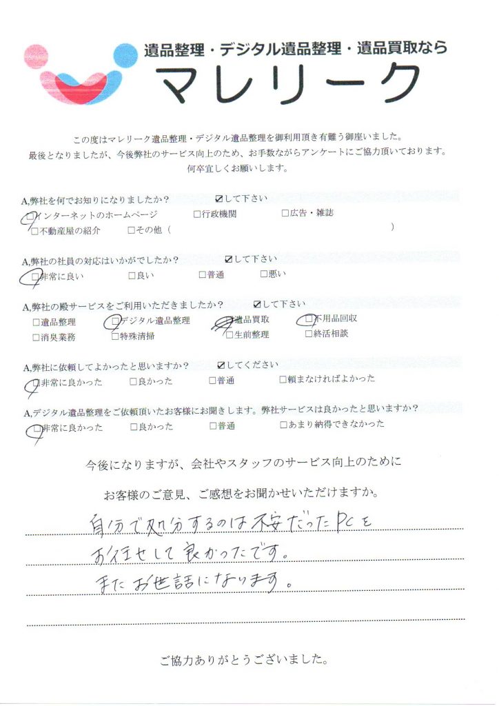 大阪府堺市南区野々井にてデジタル遺品整理・不用品回収をさせて頂きました