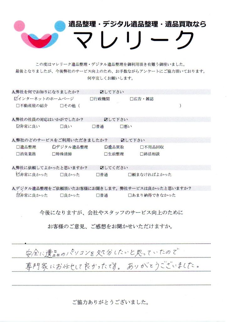 大阪府大阪市西区境川にてデジタル遺品整理・遺品買取をさせて頂きました。