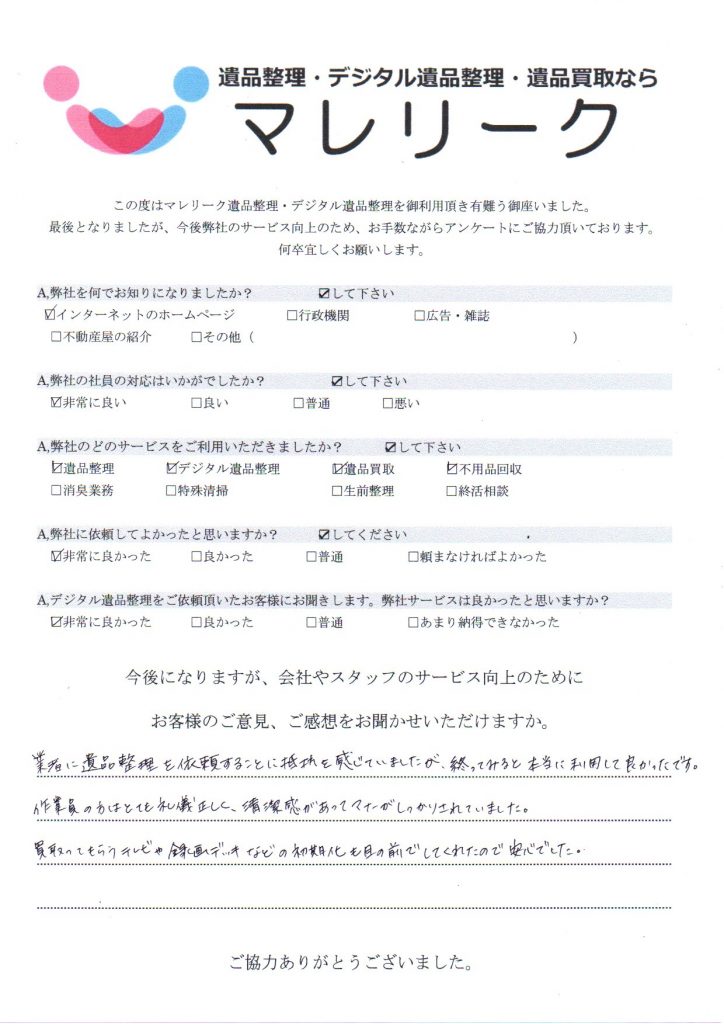 大阪府大阪市中央区鎗屋町で実施したデジタル遺品整理のアンケート紹介